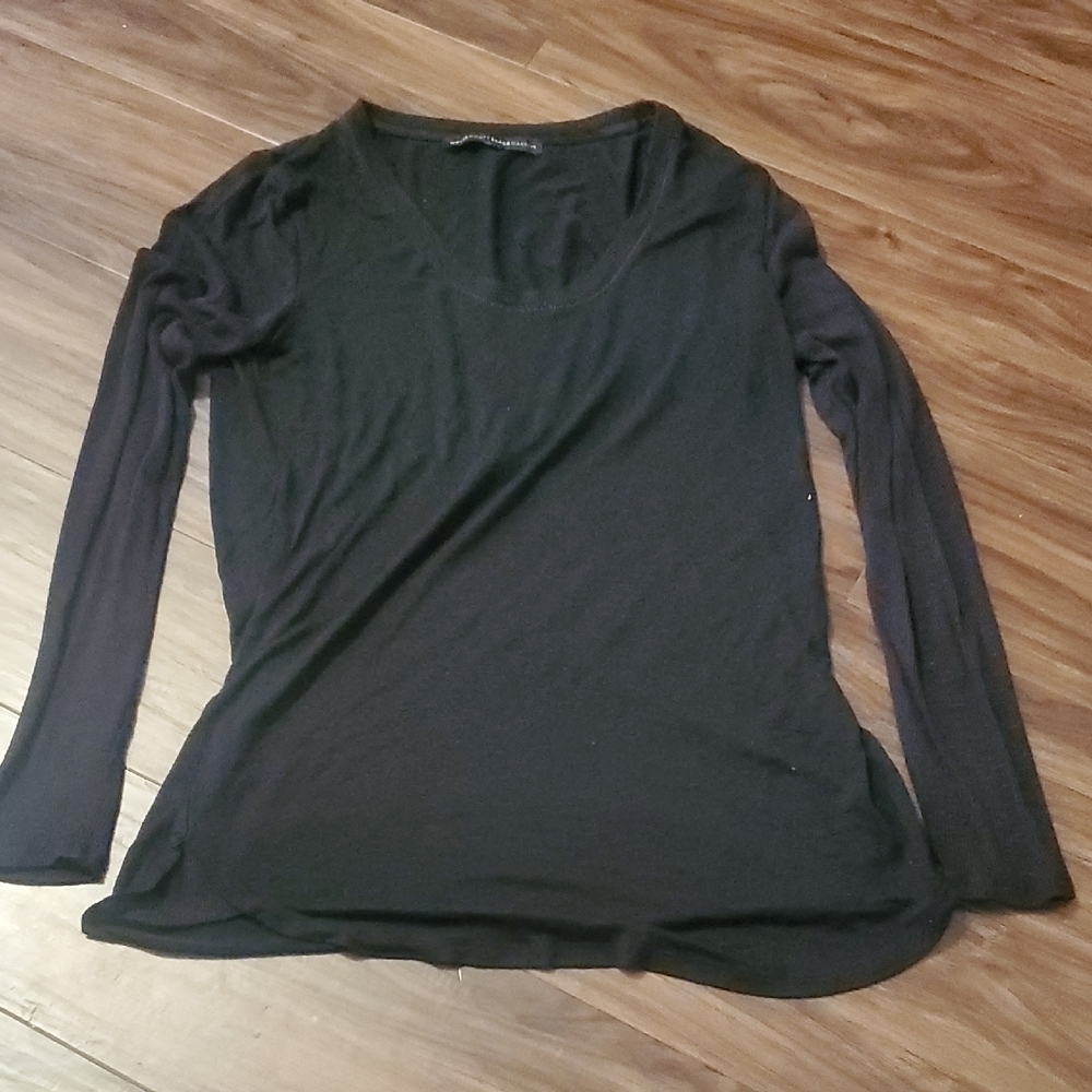 White House Black Market Black Scoop-Neck Long Sleeve Tee
